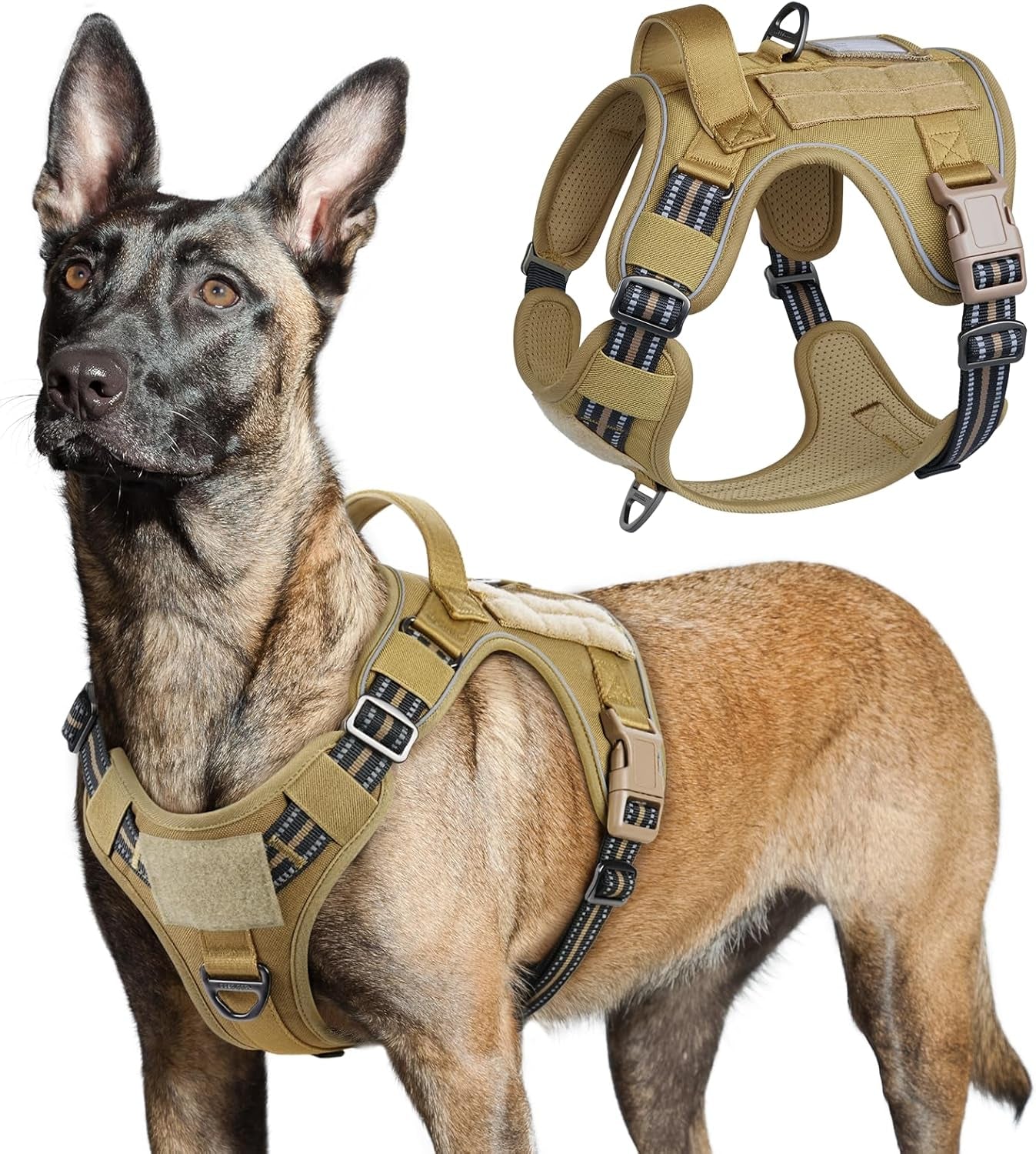 No Pull Tactical Dog Harness Molle Vest Adjustable Medium Large Dogs