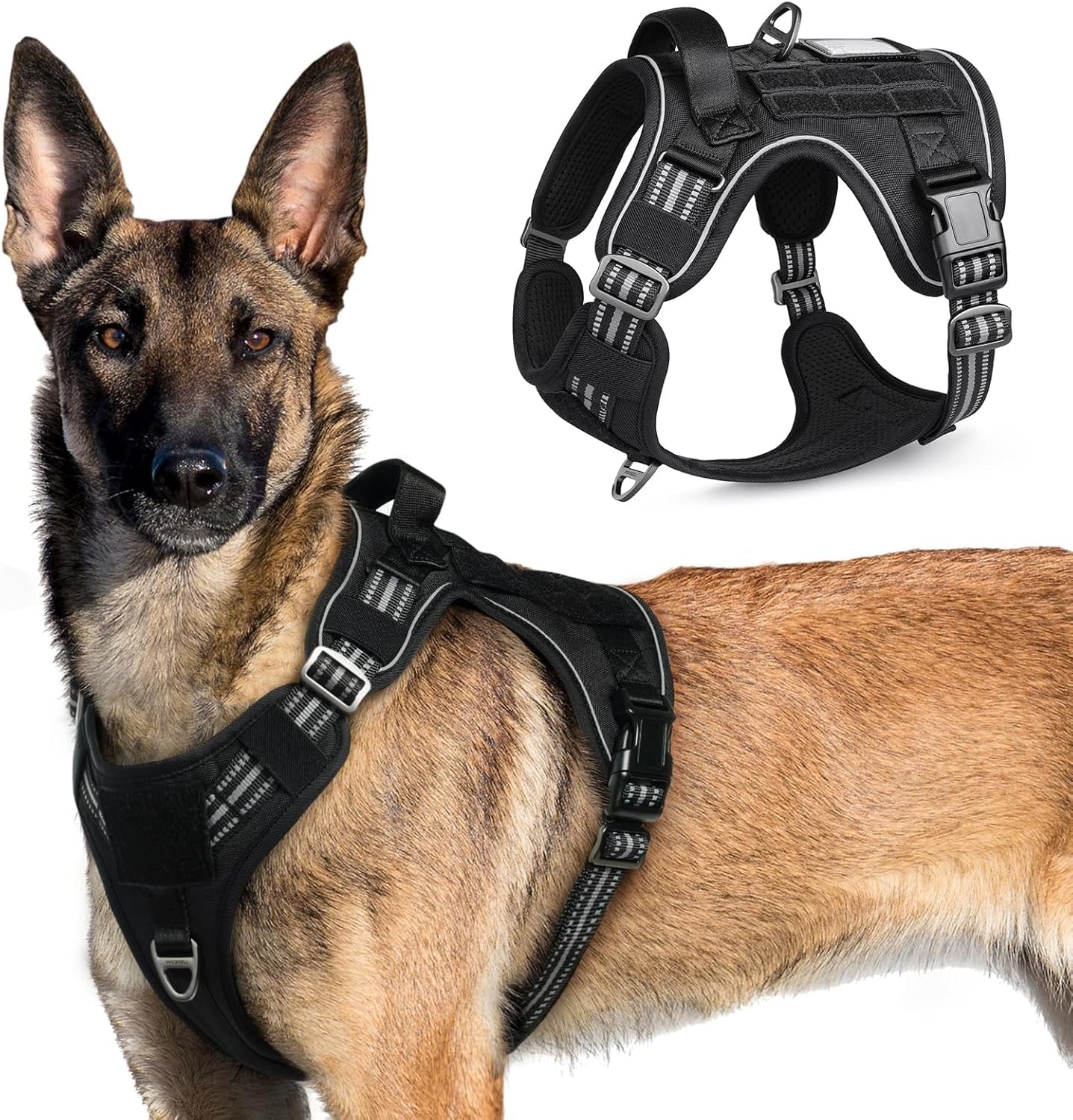 No Pull Tactical Dog Harness Molle Vest Adjustable Medium Large Dogs