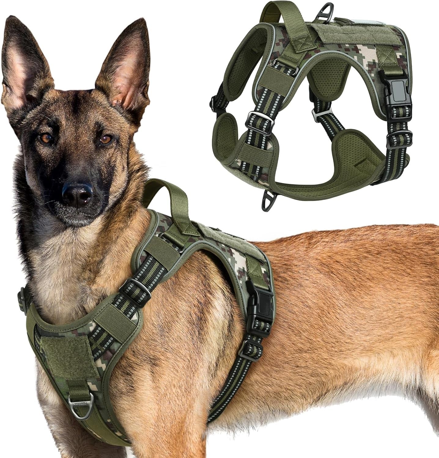 No Pull Tactical Dog Harness Molle Vest Adjustable Medium Large Dogs
