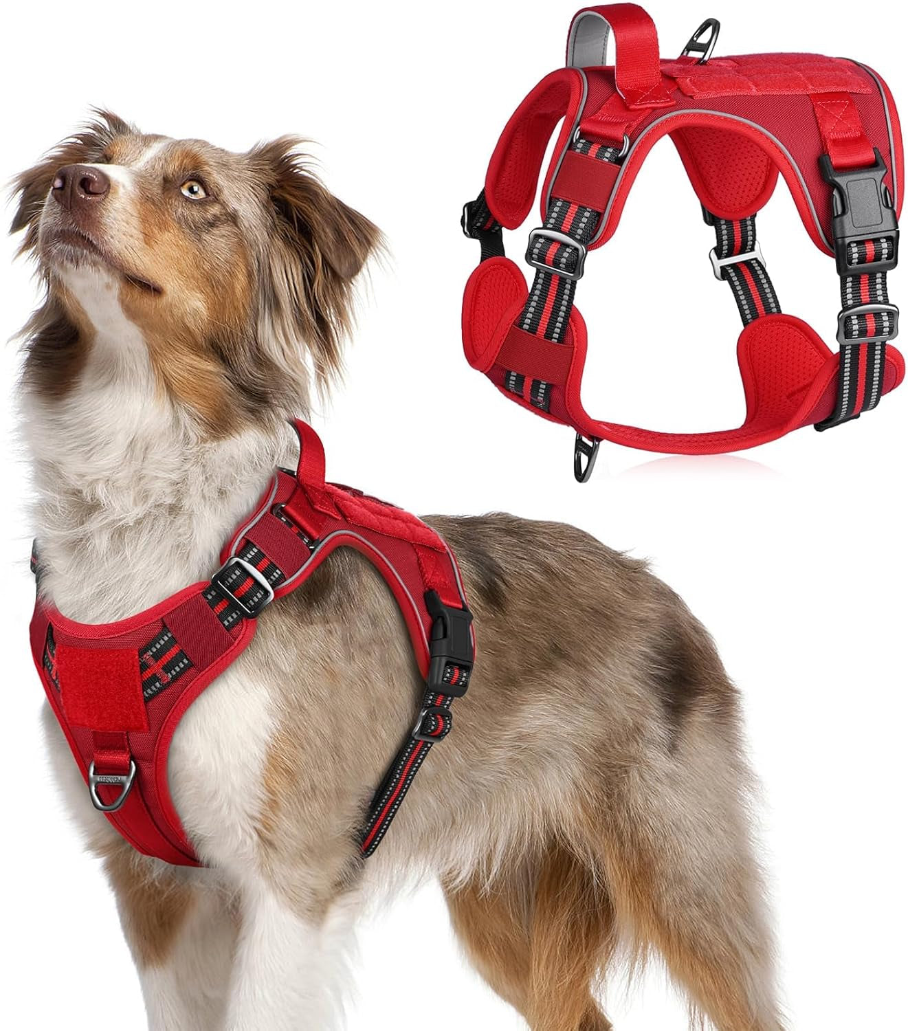 No Pull Tactical Dog Harness Molle Vest Adjustable Medium Large Dogs