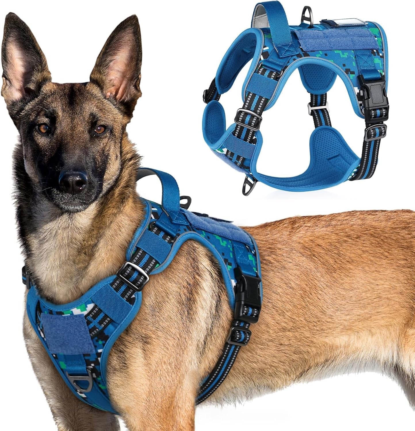 No Pull Tactical Dog Harness Molle Vest Adjustable Medium Large Dogs