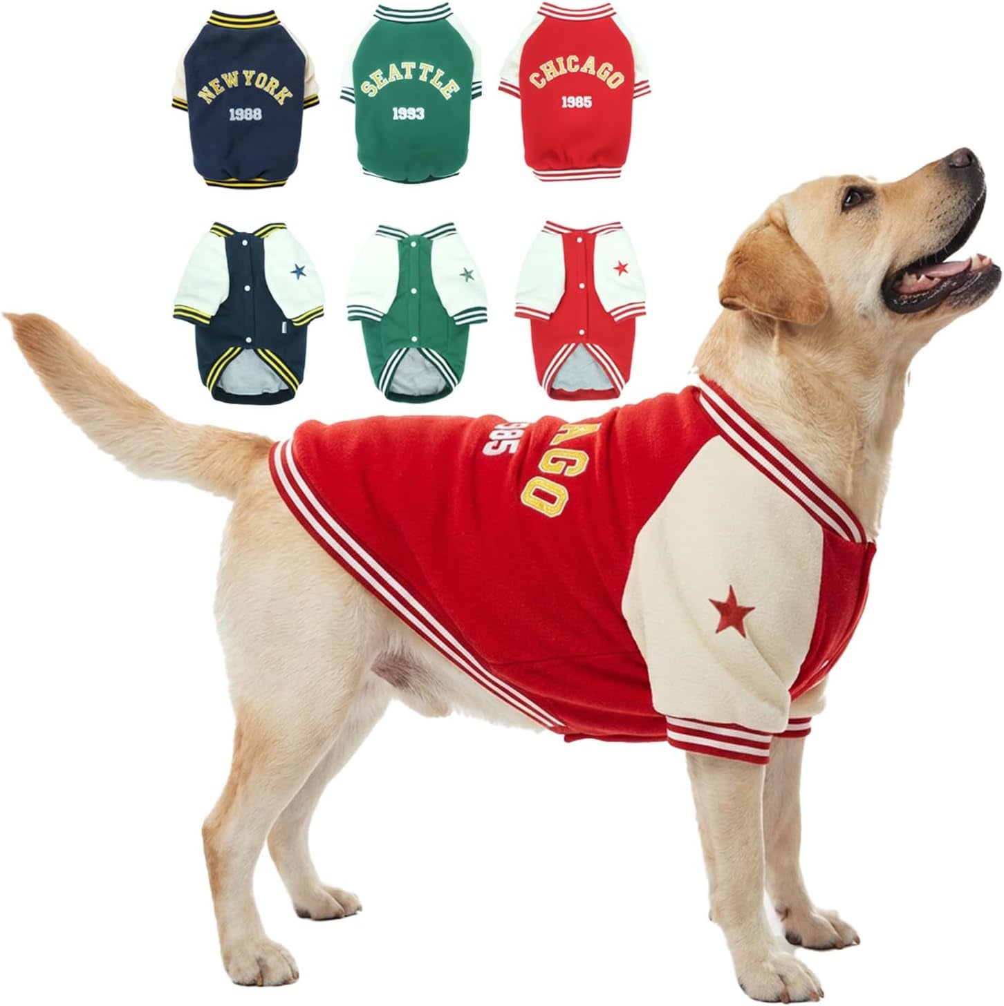 Warm Dog Varsity Jacket Heavyweight Fleece Pet Coat Small-4XL