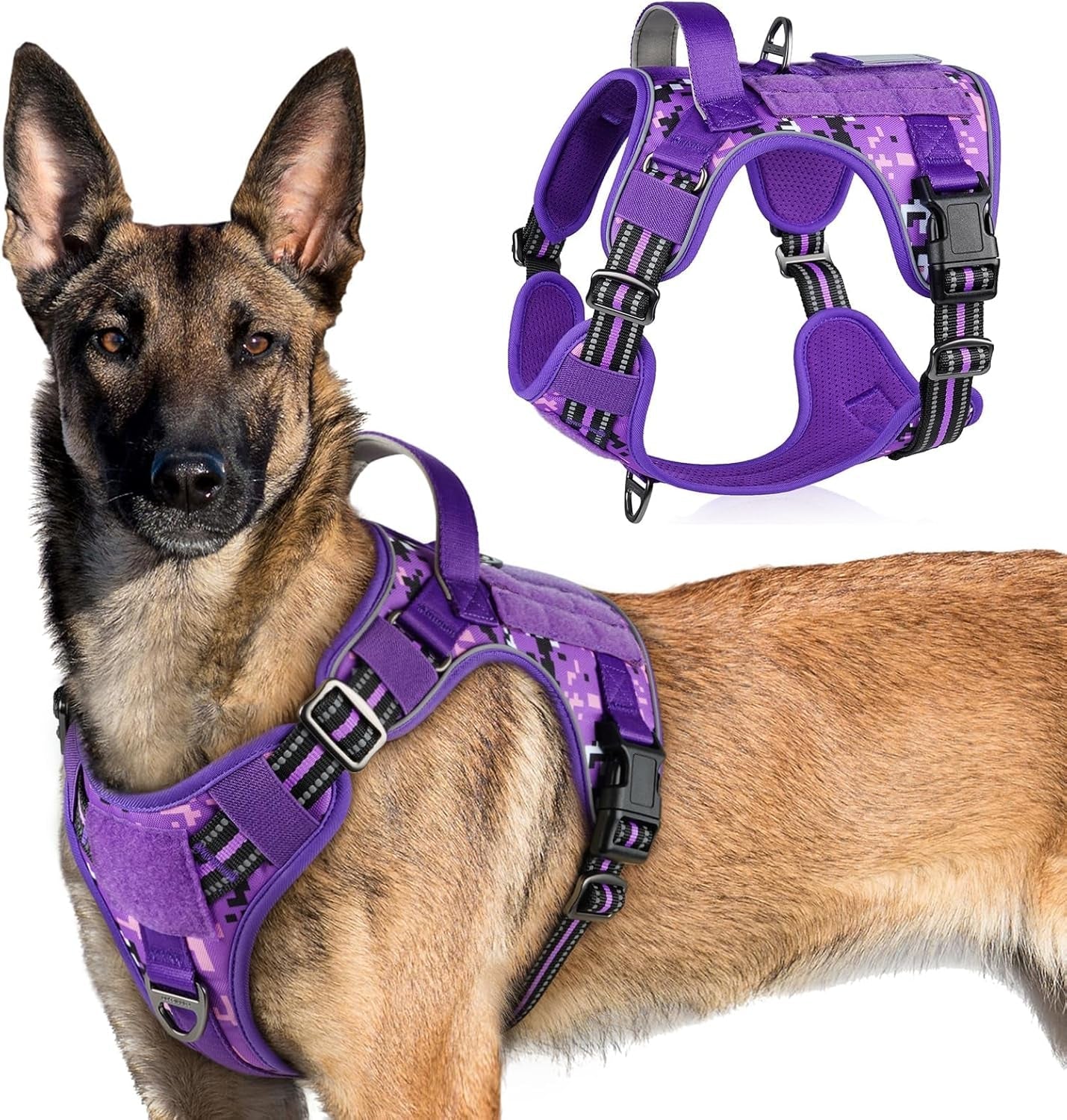 No Pull Tactical Dog Harness Molle Vest Adjustable Medium Large Dogs