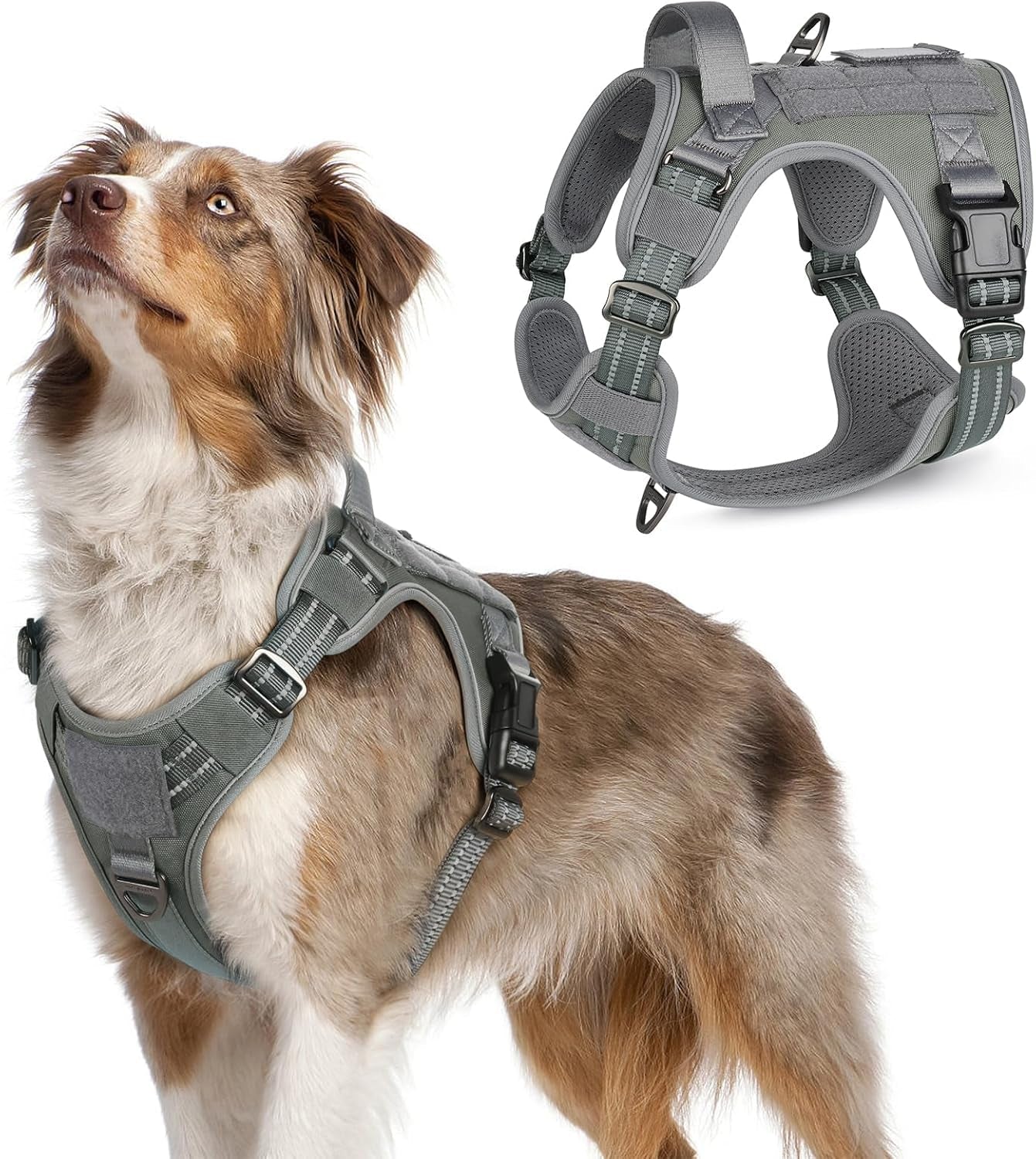 No Pull Tactical Dog Harness Molle Vest Adjustable Medium Large Dogs