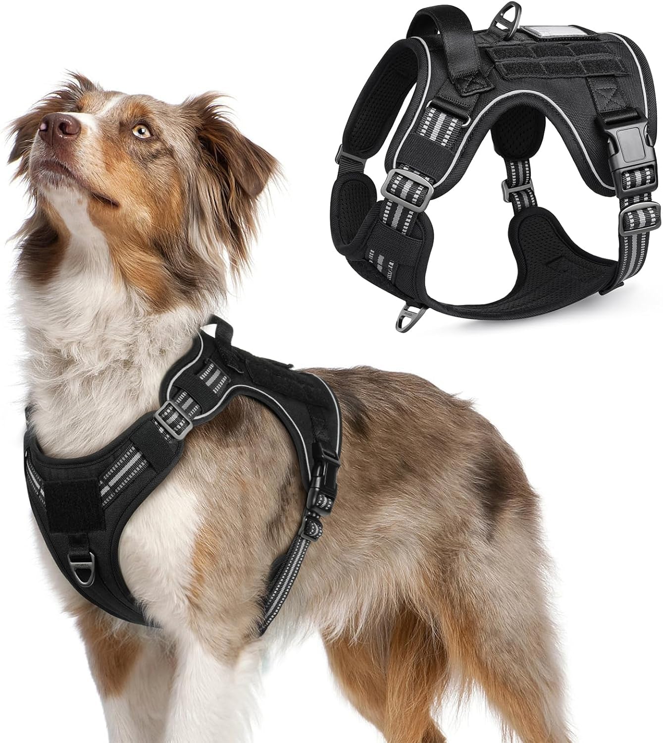 No Pull Tactical Dog Harness Molle Vest Adjustable Medium Large Dogs