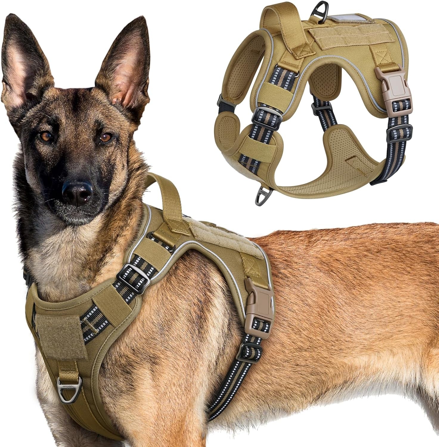 No Pull Tactical Dog Harness Molle Vest Adjustable Medium Large Dogs