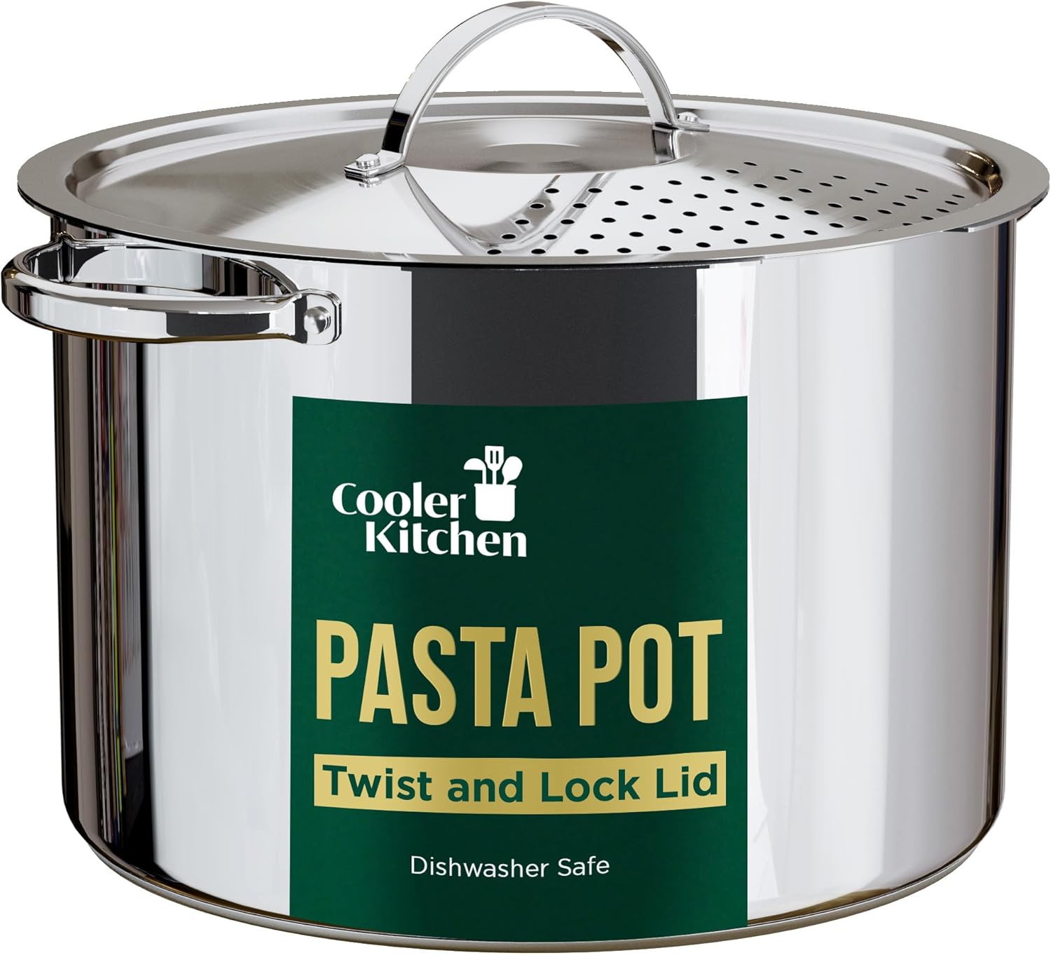 Stainless Steel Pasta Pot with Strainer Lid (5.5 Qt)