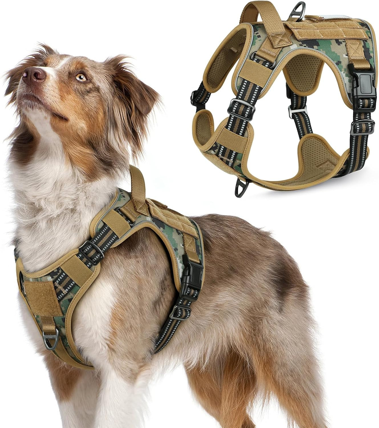 No Pull Tactical Dog Harness Molle Vest Adjustable Medium Large Dogs