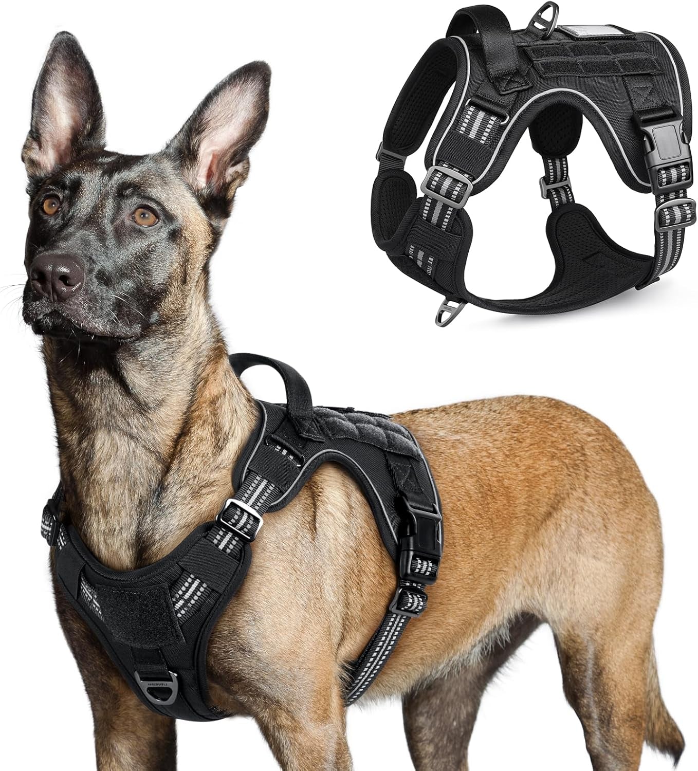 No Pull Tactical Dog Harness Molle Vest Adjustable Medium Large Dogs