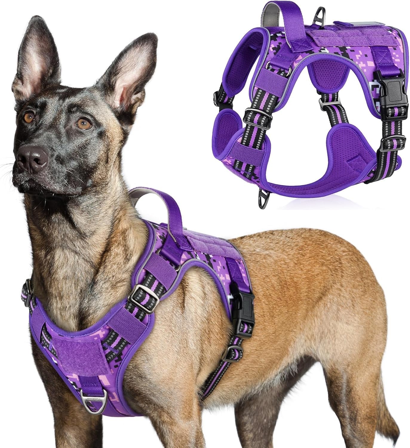 No Pull Tactical Dog Harness Molle Vest Adjustable Medium Large Dogs