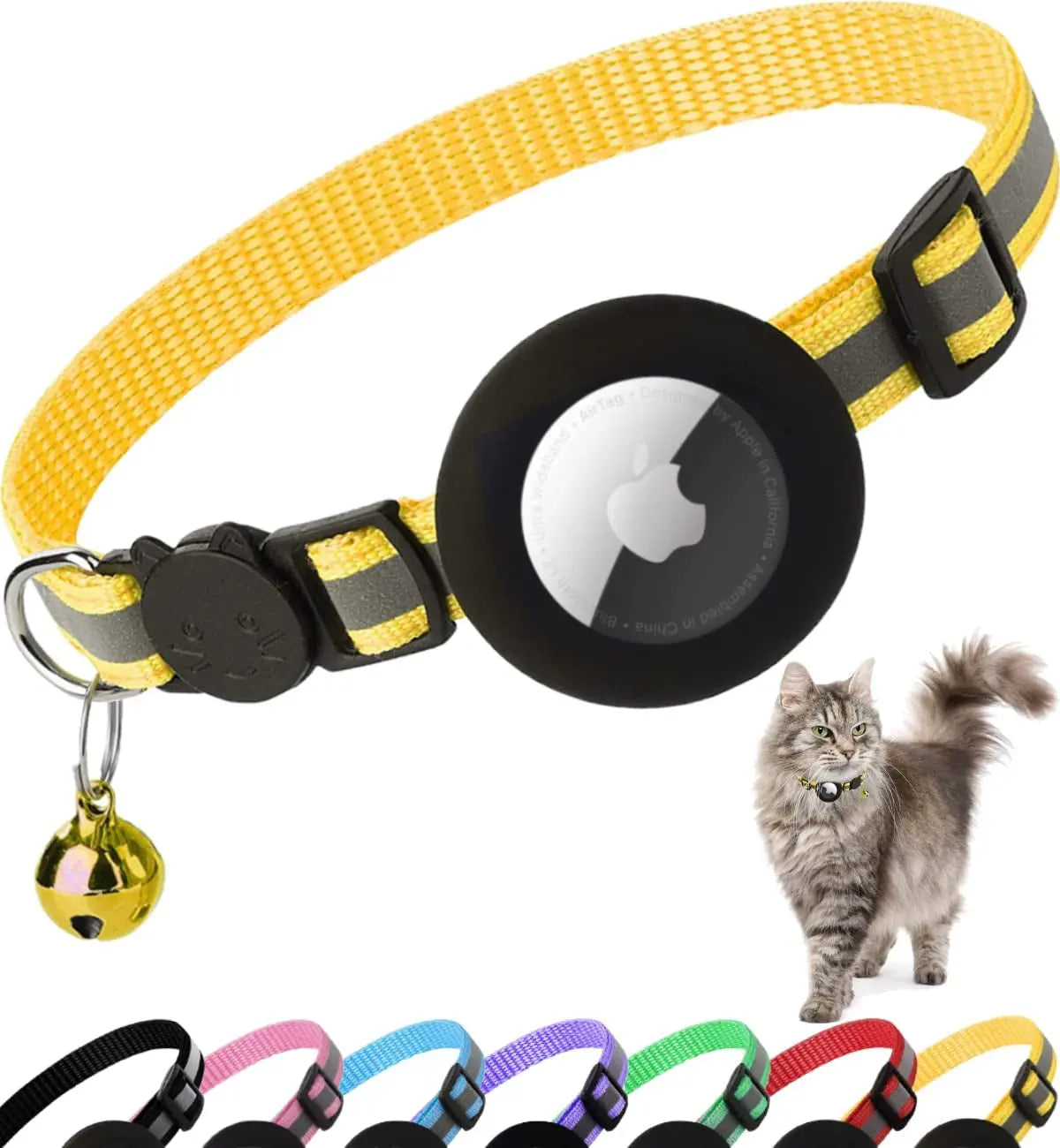 AirTag Cat Collar – Reflective Breakaway Kitten Collar w/ Holder & Bell