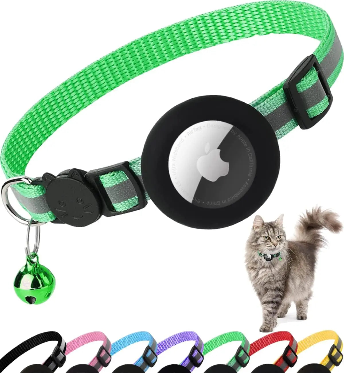 AirTag Cat Collar – Reflective Breakaway Kitten Collar w/ Holder & Bell