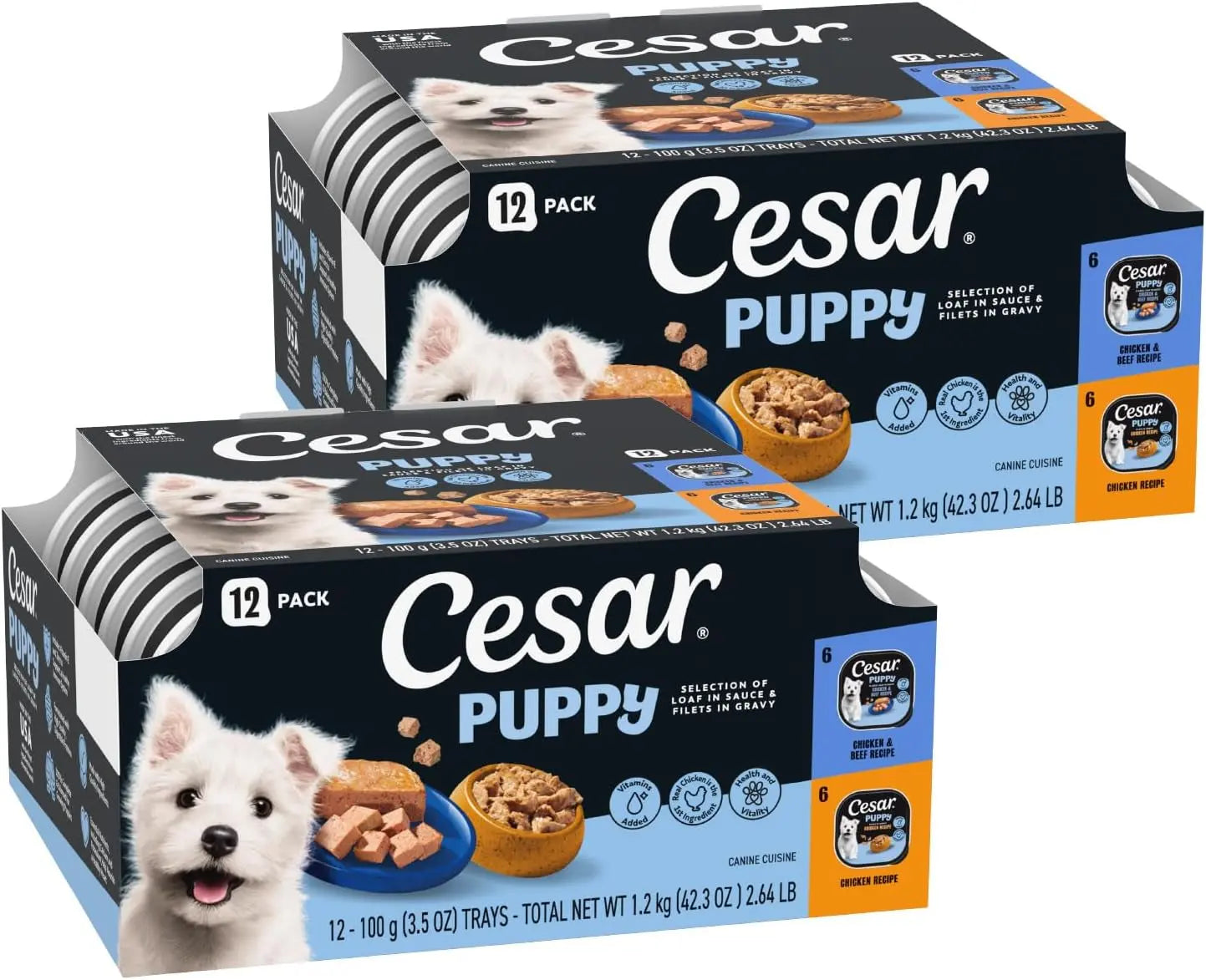 Cesar Puppy Classic Wet Dog Food Chicken & Beef or Variety Pack 3.5oz 24ct