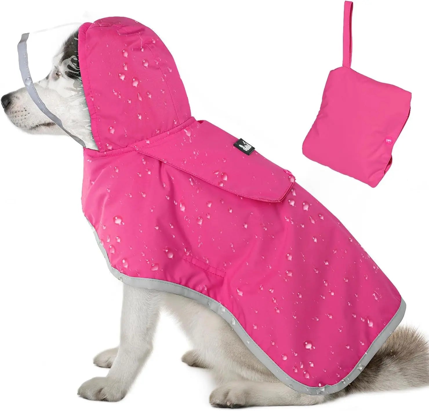 Dog Raincoat with Clear Hood Reflective Trim Adjustable XS–3XL in 3 colors
