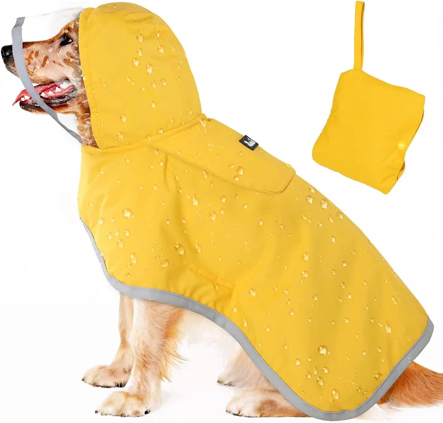 Dog Raincoat with Clear Hood Reflective Trim Adjustable XS–3XL in 3 colors