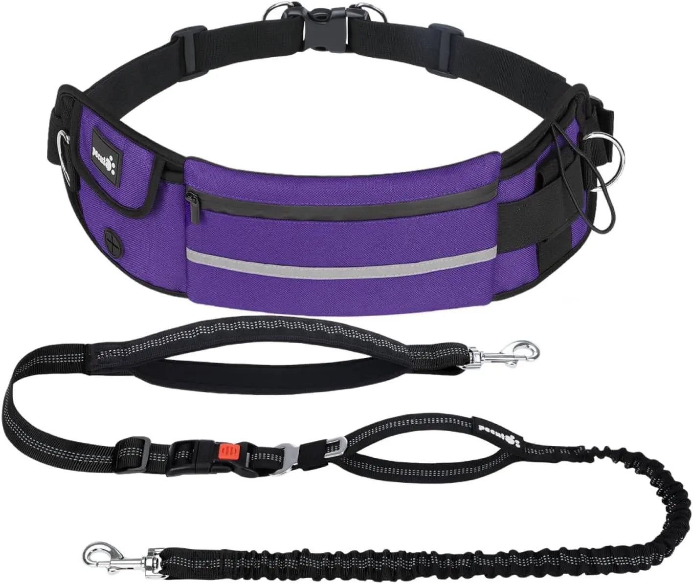 Hands Free Dog Leash Dual Bungee Adjustable Waist Belt Running Walking