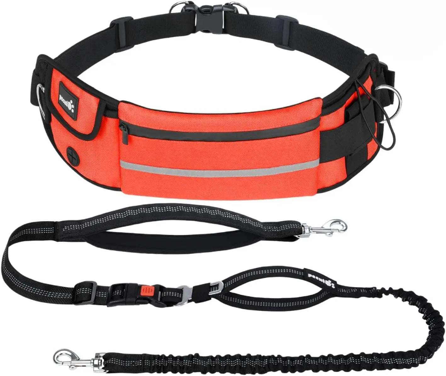 Hands Free Dog Leash Dual Bungee Adjustable Waist Belt Running Walking