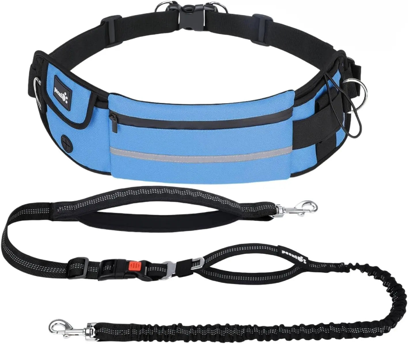 Hands Free Dog Leash Dual Bungee Adjustable Waist Belt Running Walking