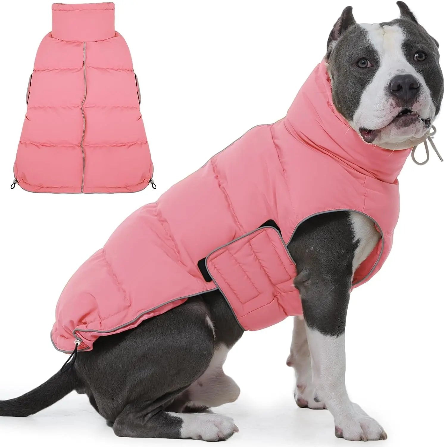 Puffer Waterproof Dog Jacket – Warm Winter Coat XS–3XL, Reflective & Adjustable