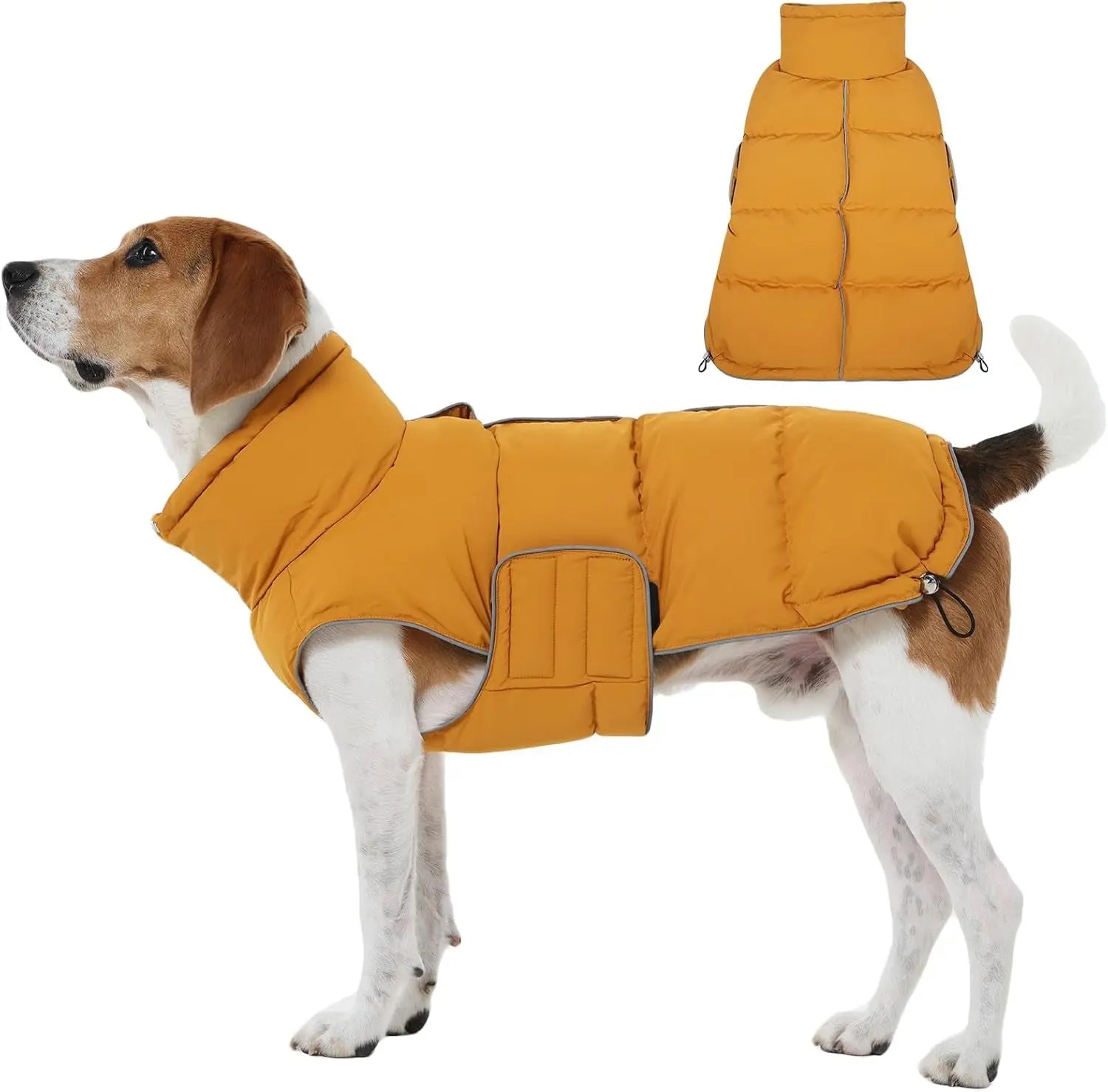 Puffer Waterproof Dog Jacket – Warm Winter Coat XS–3XL, Reflective & Adjustable