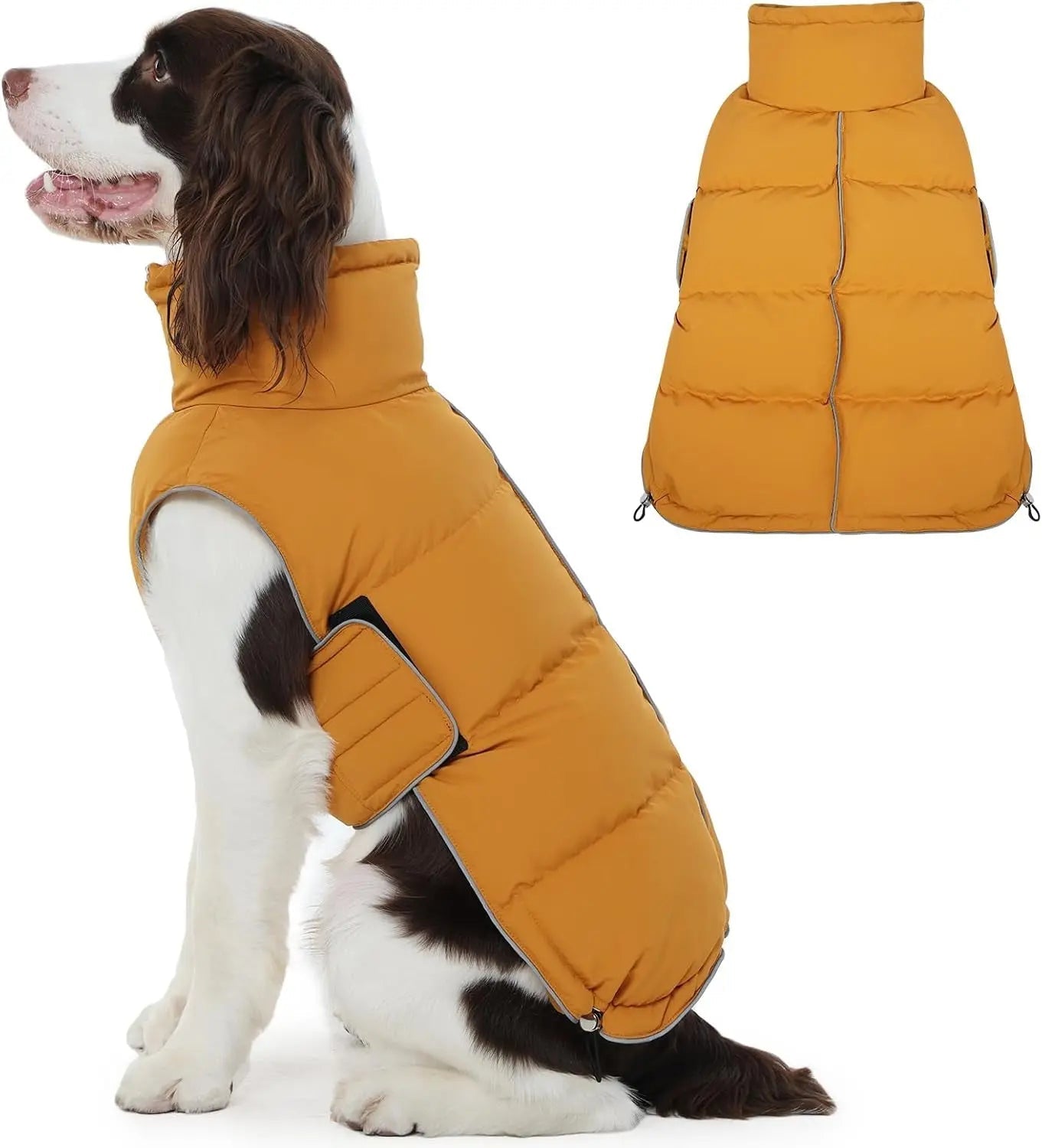 Puffer Waterproof Dog Jacket – Warm Winter Coat XS–3XL, Reflective & Adjustable