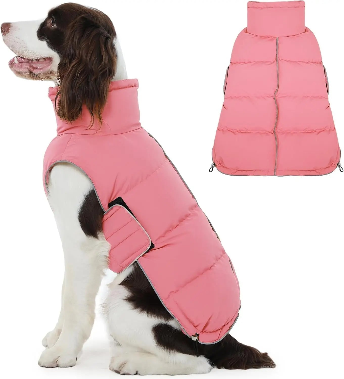 Puffer Waterproof Dog Jacket – Warm Winter Coat XS–3XL, Reflective & Adjustable