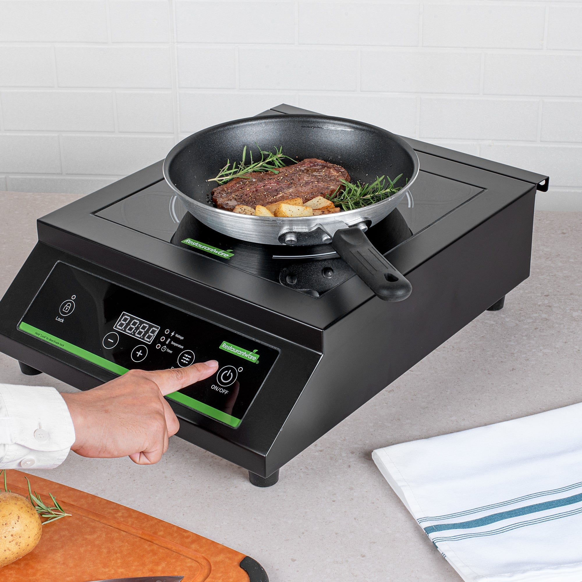 Kitchen Tek Black Steel Heavy-Duty Induction Cooktop - 240V, 3500 Watts - 20" x 15" x 5 3/4" - 1 count box