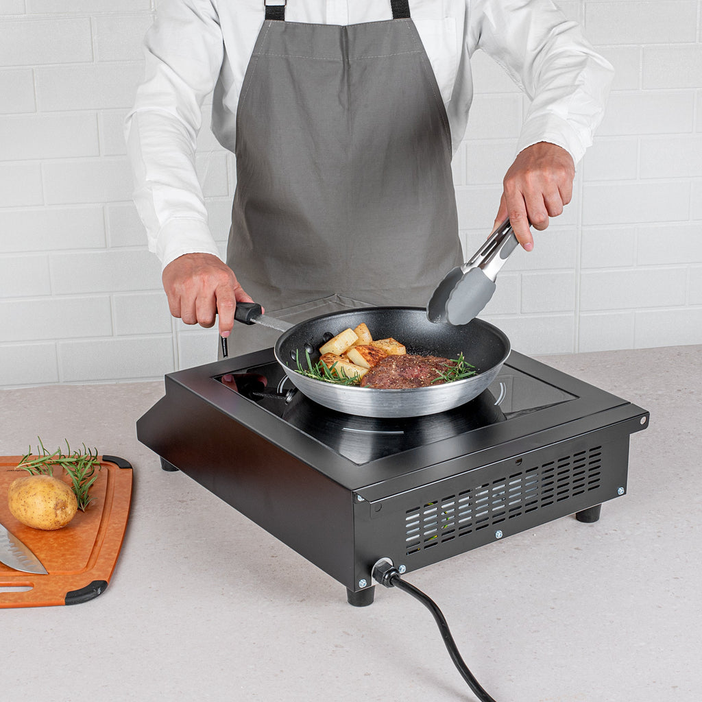 Kitchen Tek Black Steel Heavy-Duty Induction Cooktop - 240V, 3500 Watts - 20" x 15" x 5 3/4" - 1 count box