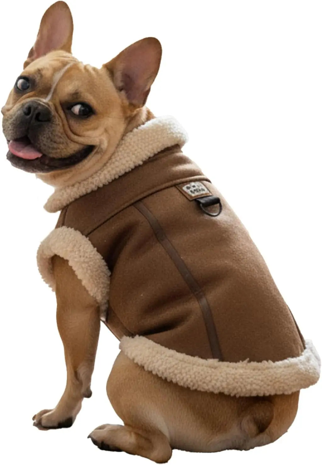Retro Aviator Dog Jacket Faux Leather Sherpa Coat XS-3XL Winter