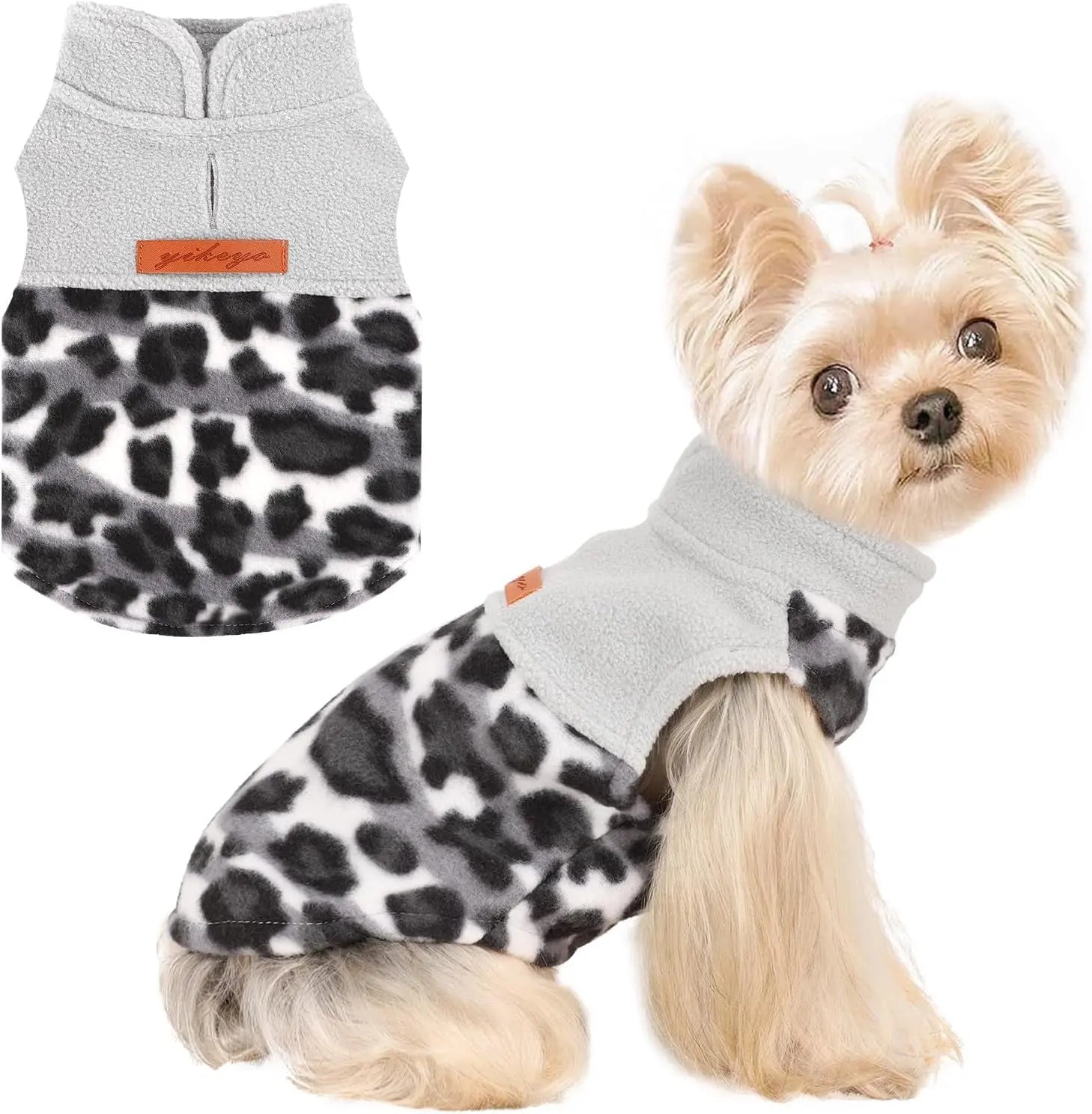 Small Dog Fleece Sweater Leopard Warm Puppy Pullover XS–L (7 color options)