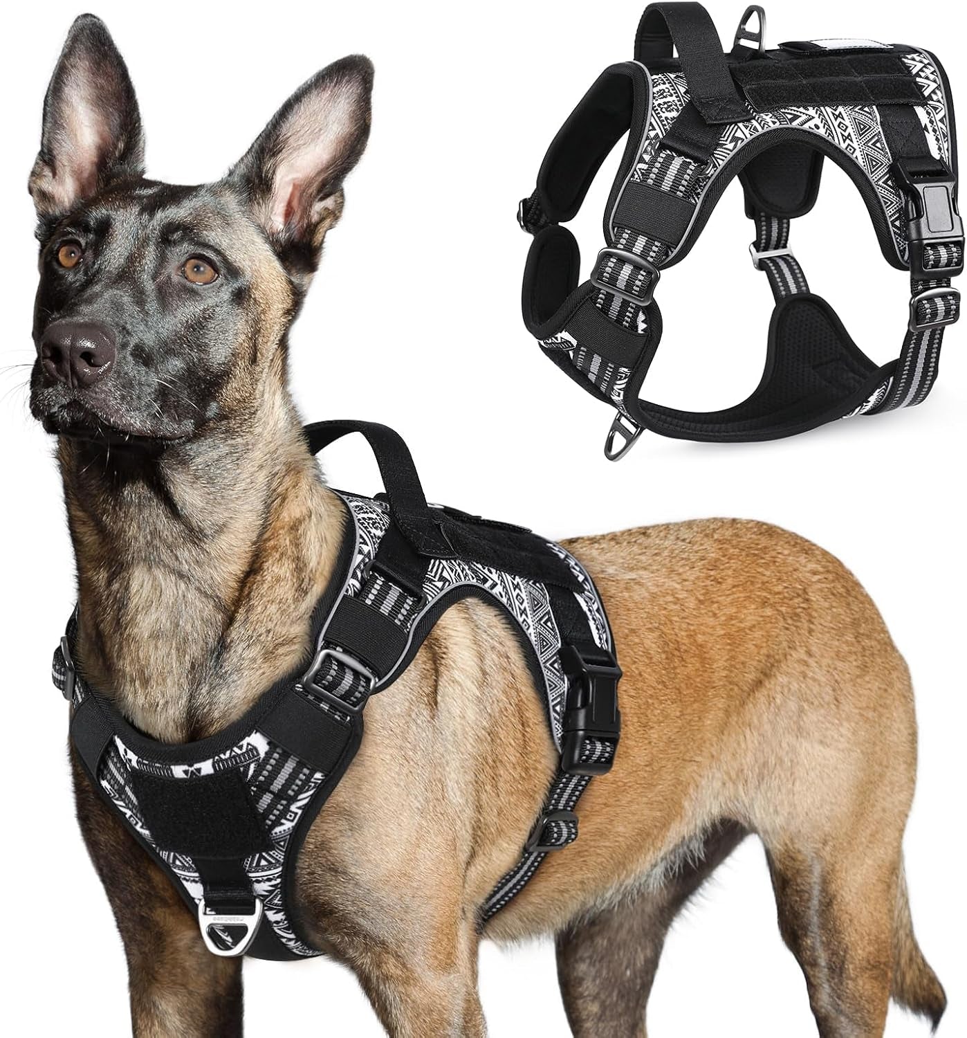 No Pull Tactical Dog Harness Molle Vest Adjustable Medium Large Dogs