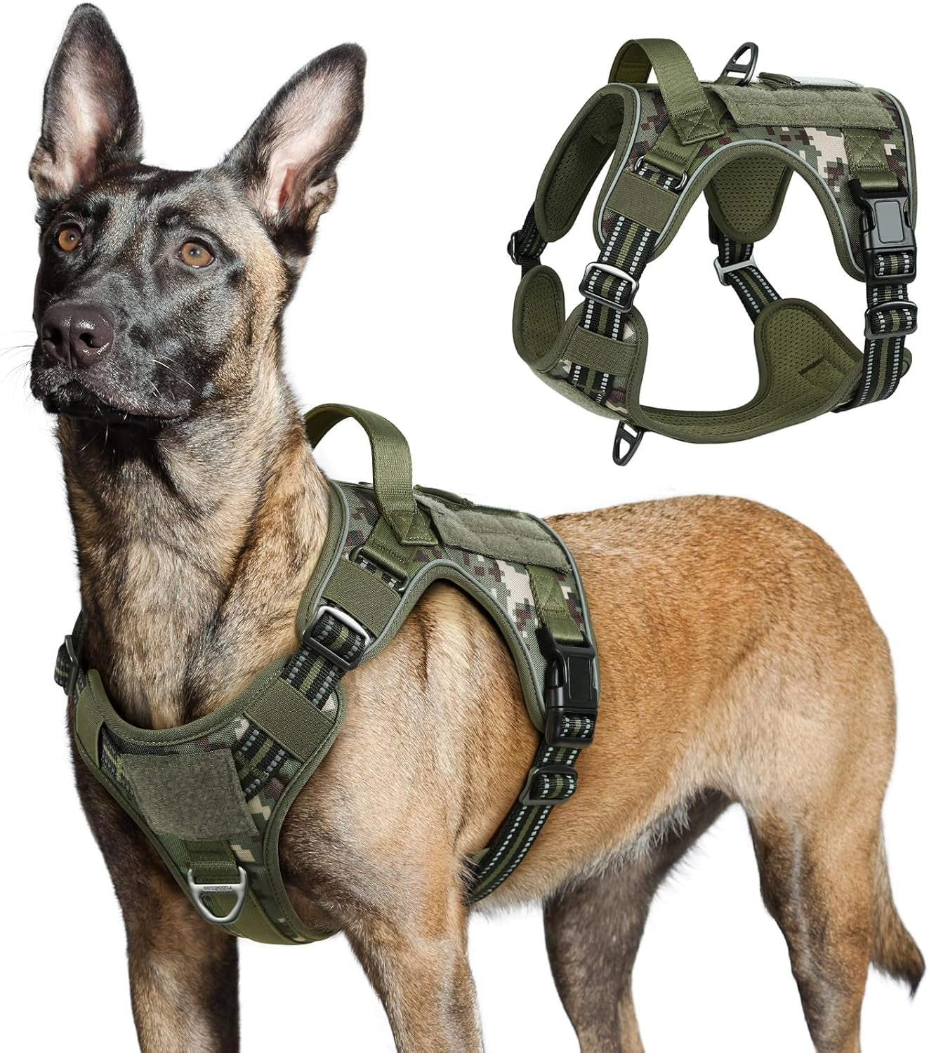 No Pull Tactical Dog Harness Molle Vest Adjustable Medium Large Dogs