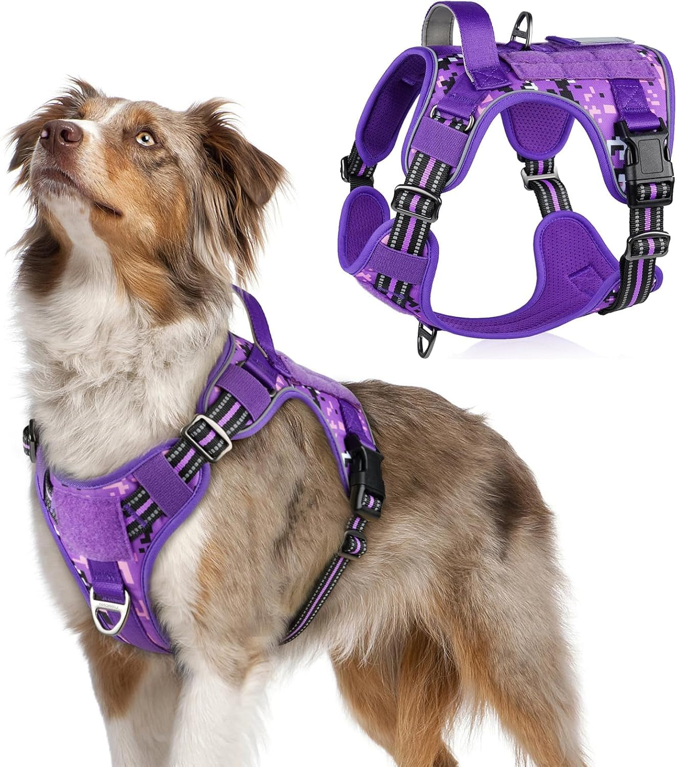 No Pull Tactical Dog Harness Molle Vest Adjustable Medium Large Dogs