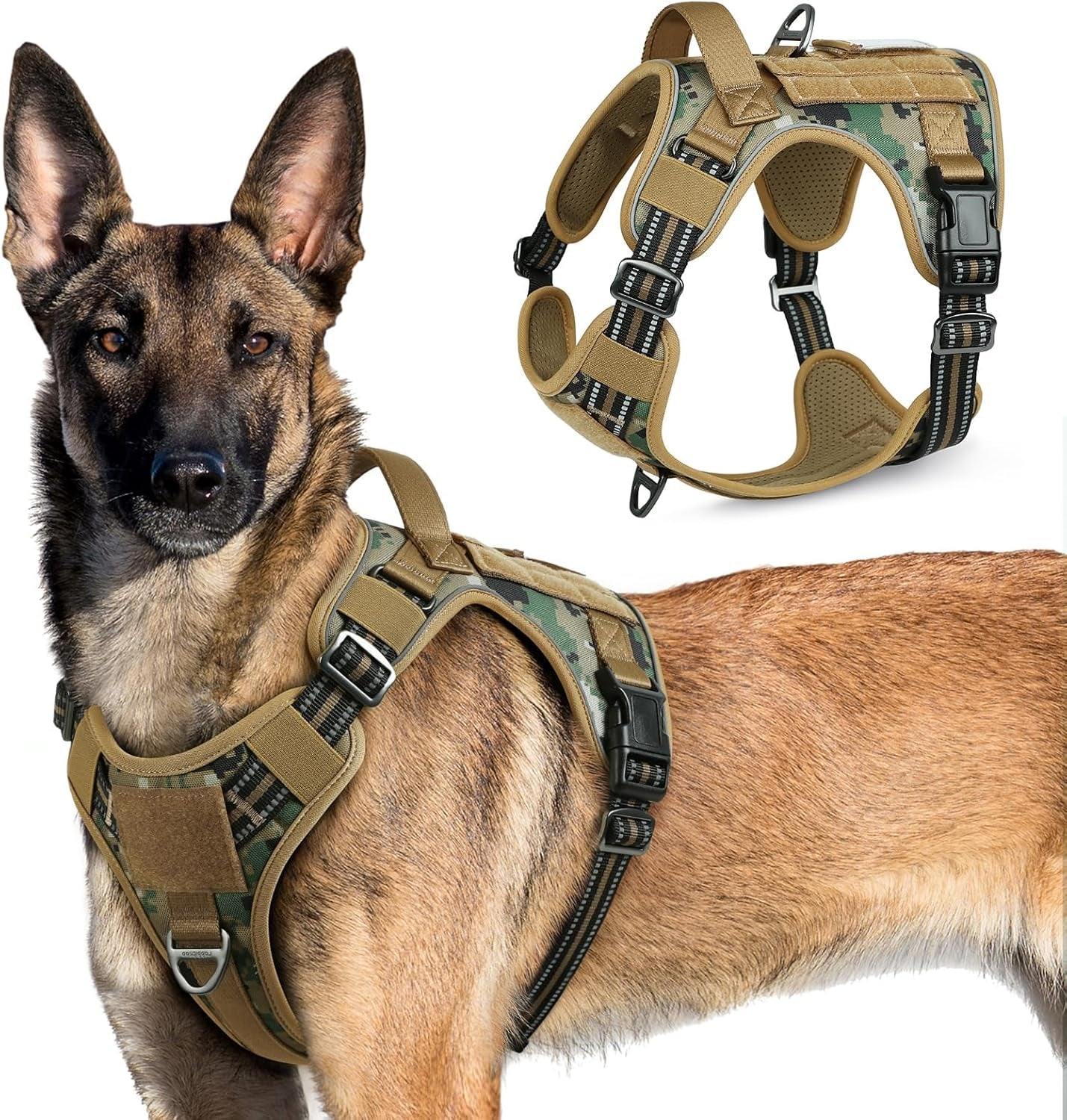 No Pull Tactical Dog Harness Molle Vest Adjustable Medium Large Dogs