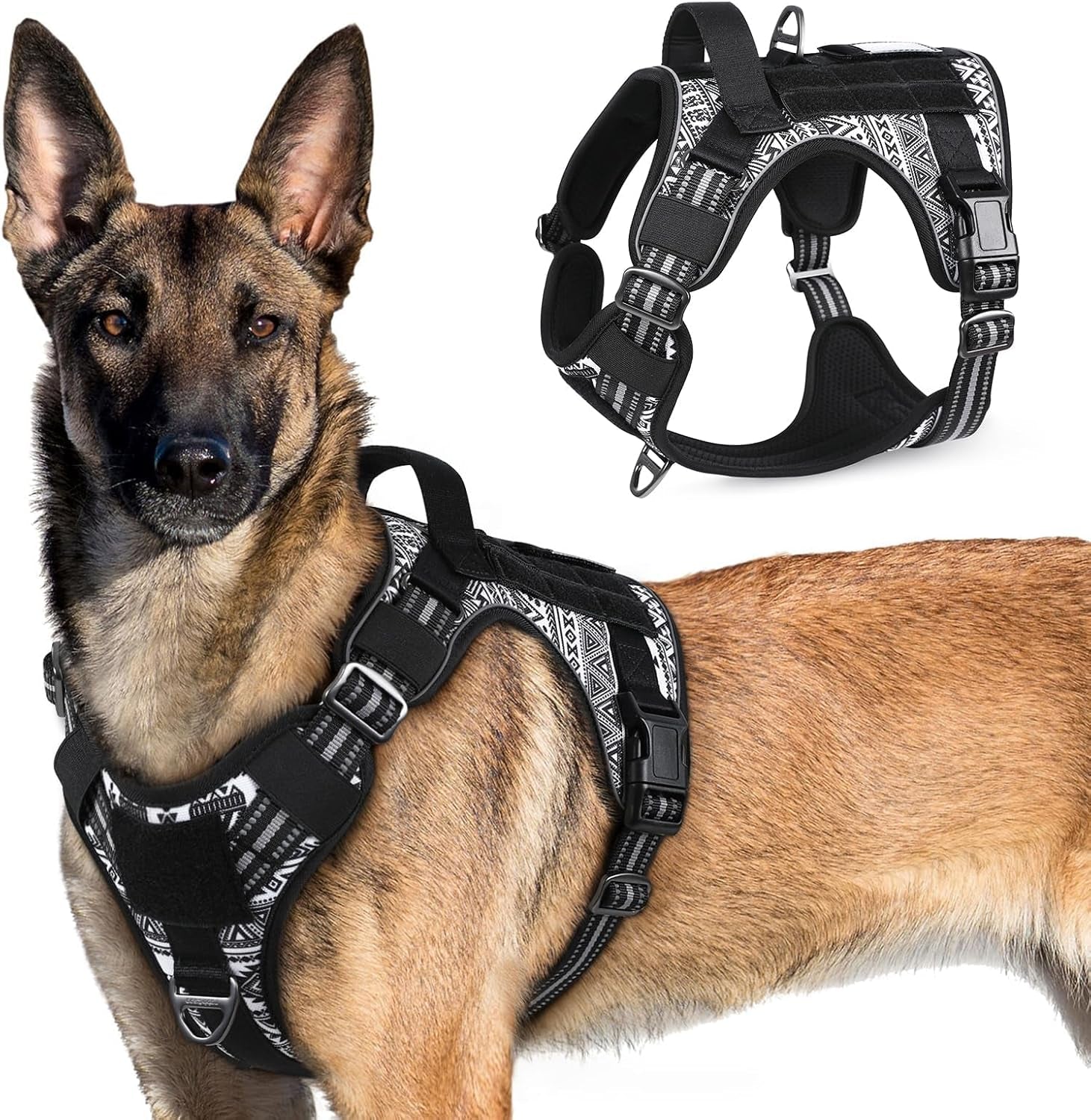 No Pull Tactical Dog Harness Molle Vest Adjustable Medium Large Dogs