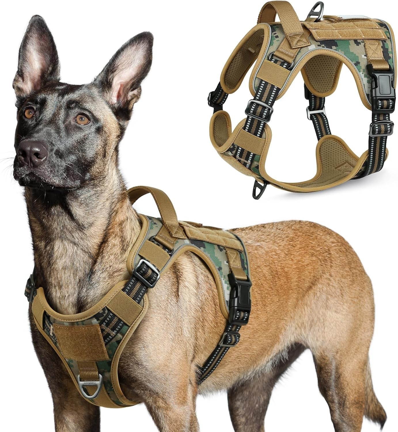 No Pull Tactical Dog Harness Molle Vest Adjustable Medium Large Dogs