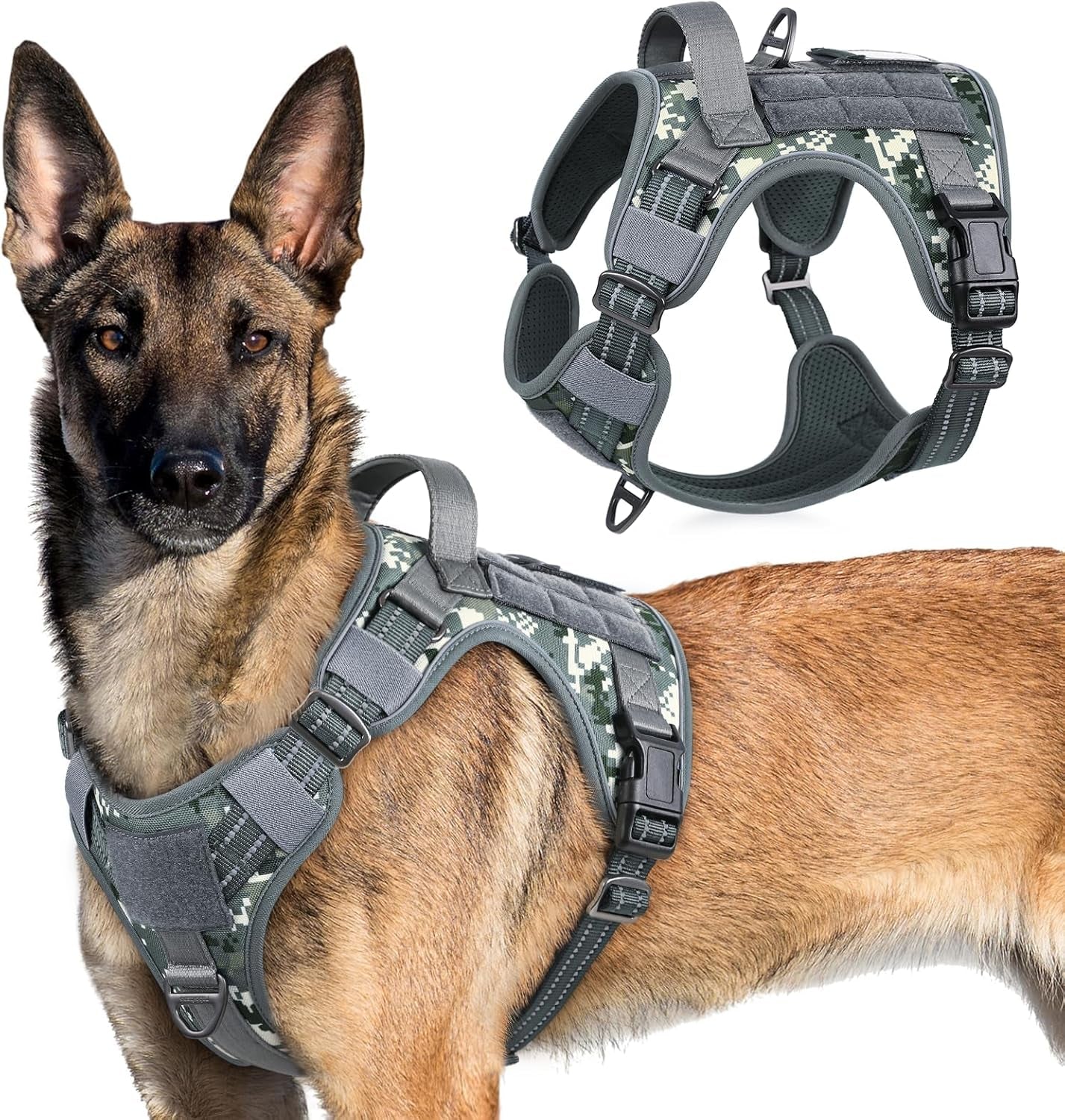 No Pull Tactical Dog Harness Molle Vest Adjustable Medium Large Dogs