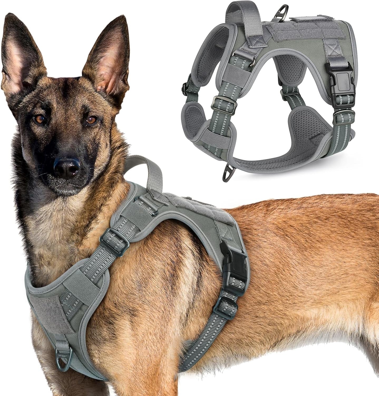 No Pull Tactical Dog Harness Molle Vest Adjustable Medium Large Dogs