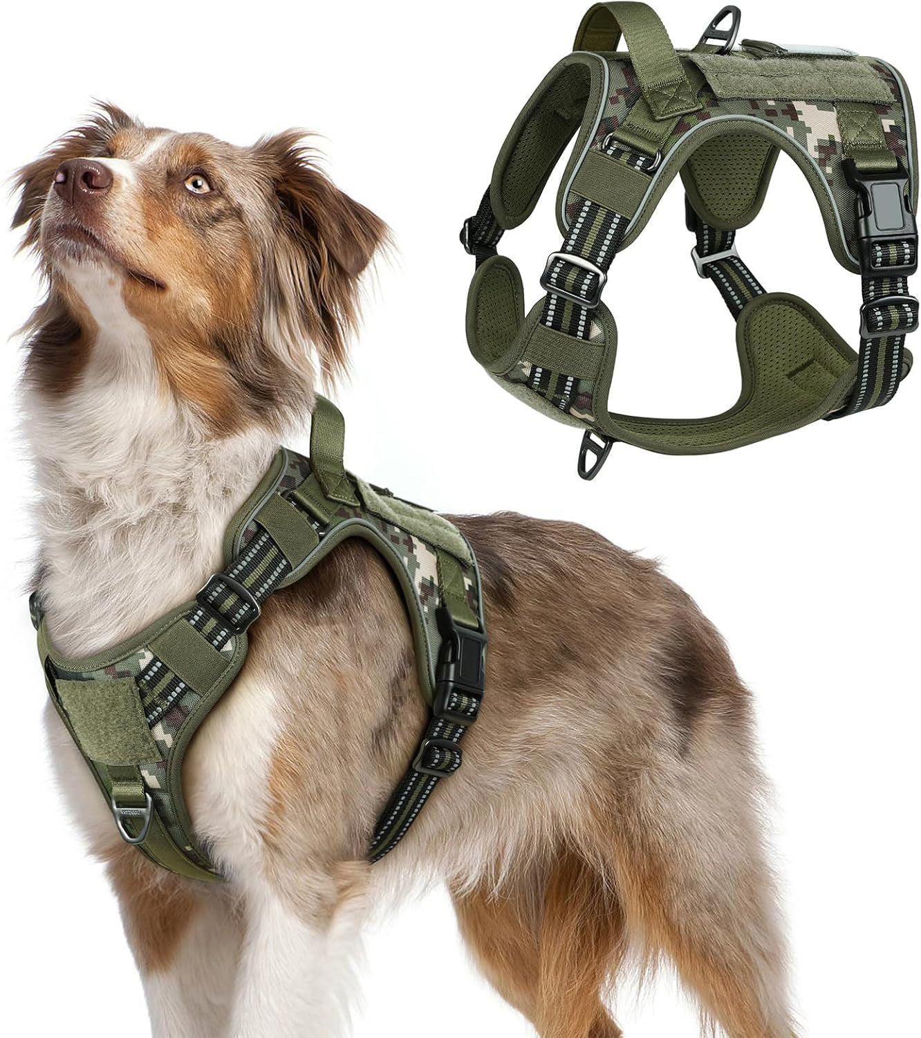 No Pull Tactical Dog Harness Molle Vest Adjustable Medium Large Dogs