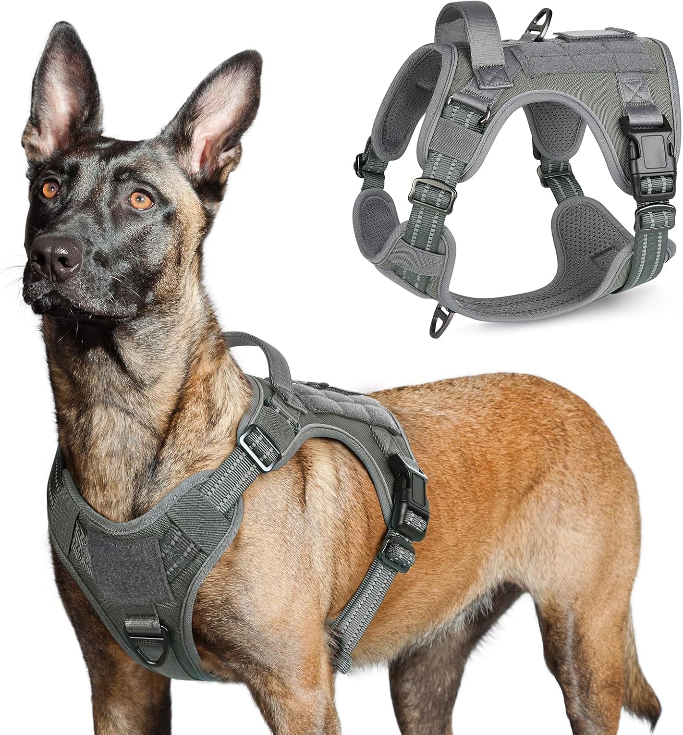 No Pull Tactical Dog Harness Molle Vest Adjustable Medium Large Dogs