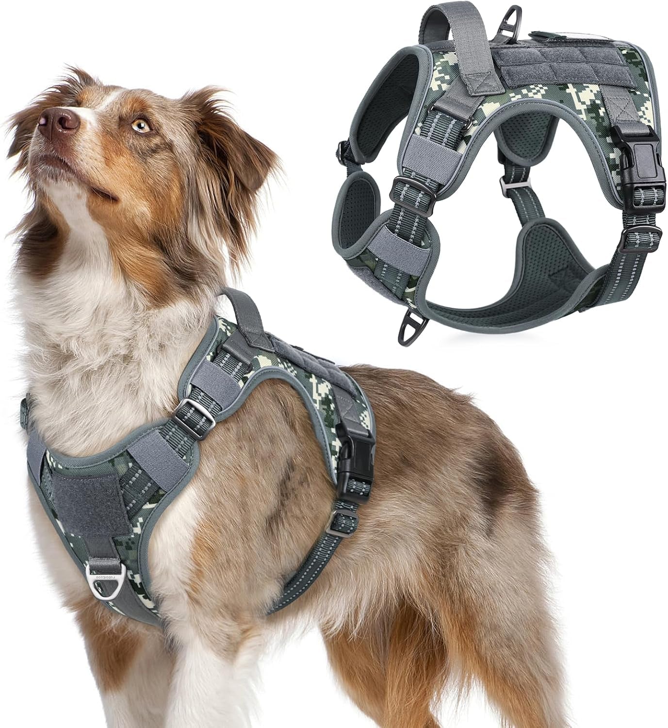 No Pull Tactical Dog Harness Molle Vest Adjustable Medium Large Dogs
